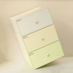 boîtes tiroirs rangement maquillage papeterie réutilisables beige vert moderne minimaliste