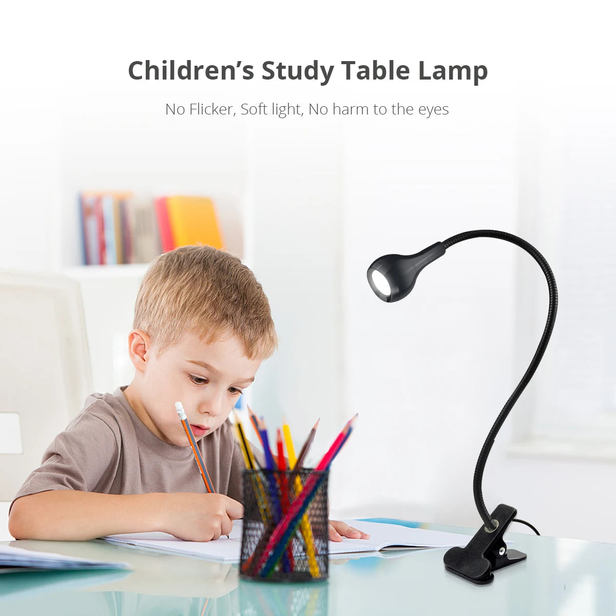 lampe led clipable table lecture usb flexible moderne minimaliste noir cordon