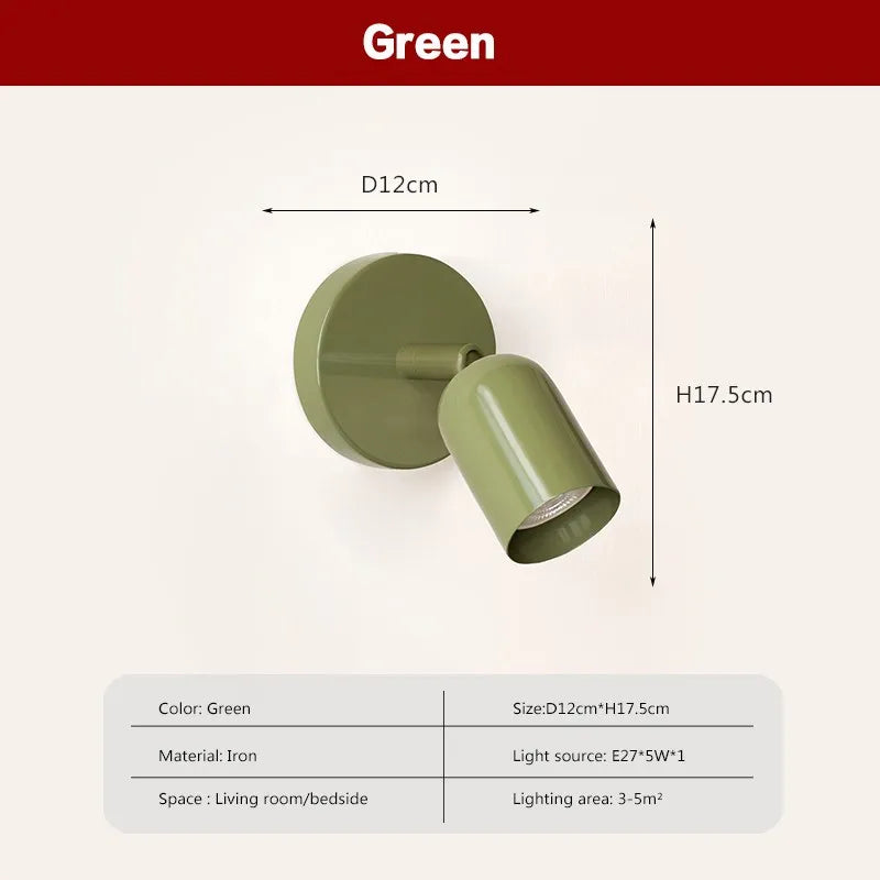 lampe murale moderne vert olive rouge beige rose pâle mat ampoule E27 5W