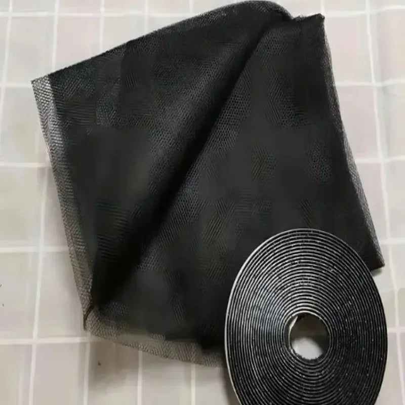 filet anti moustiques noir adhésif 15m 2m fenetre porte protection intérieure opacité maille régulière