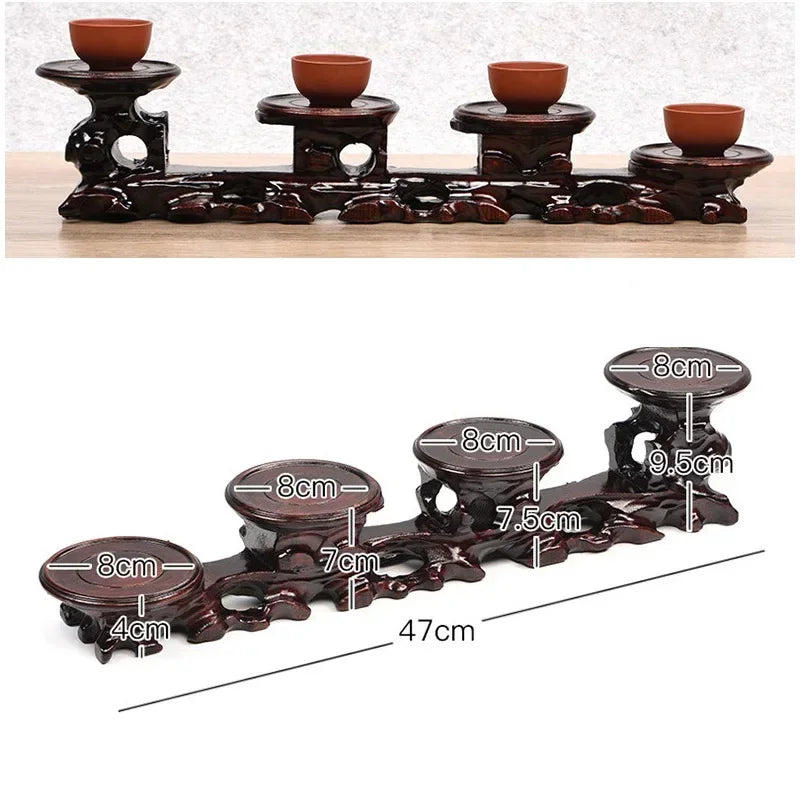 support plante bois marron foncé texture naturelle artisanal rustique base ornement intérieur