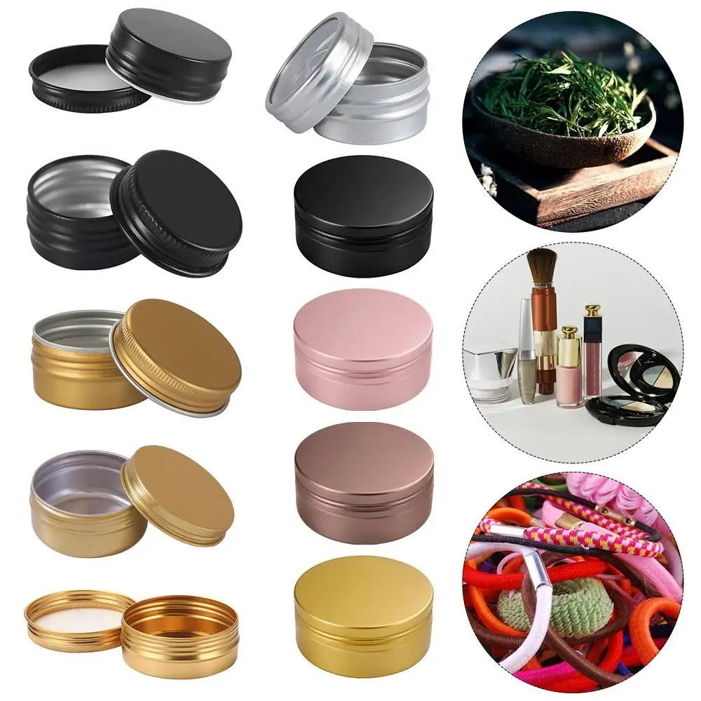 pots aluminium hermétiques rechargeables crème baume cosmétique moderne noir doré rose gris mat