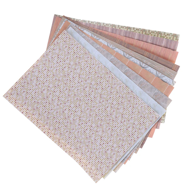 papier peint imitation bois carreaux céramique motifs géométriques floraux chambre maison poupées