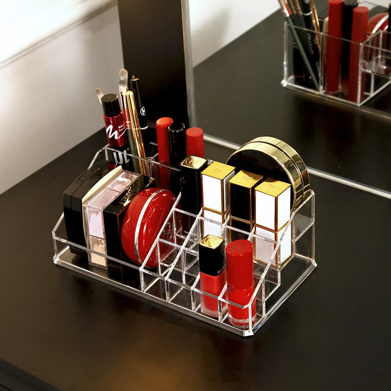 organisateur maquillage transparent boîtes rangement rouges lèvres cosmétiques moderne minimaliste plastique multifonctionnel