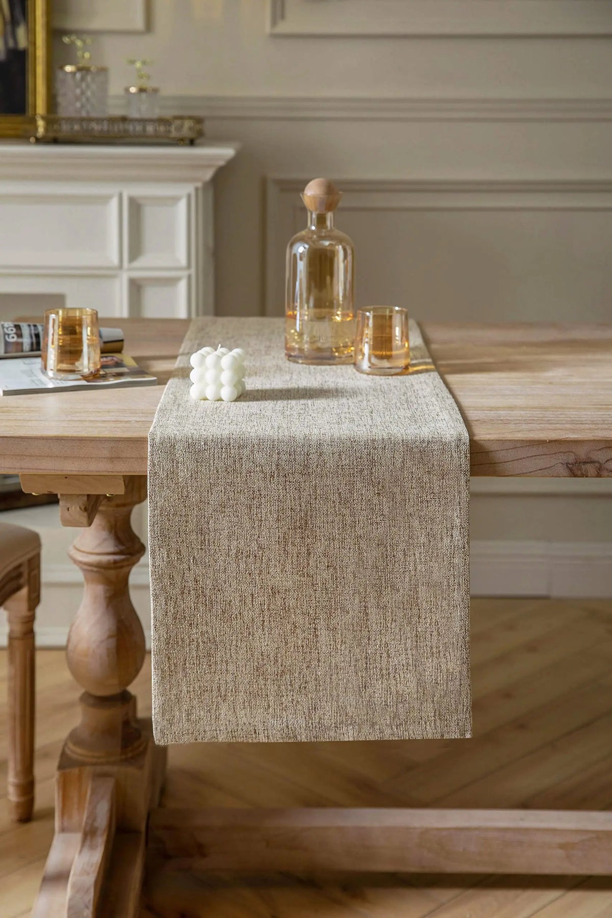 table ferme toile jute tissage rustique beige clair tissu coton classique clips métalliques usage