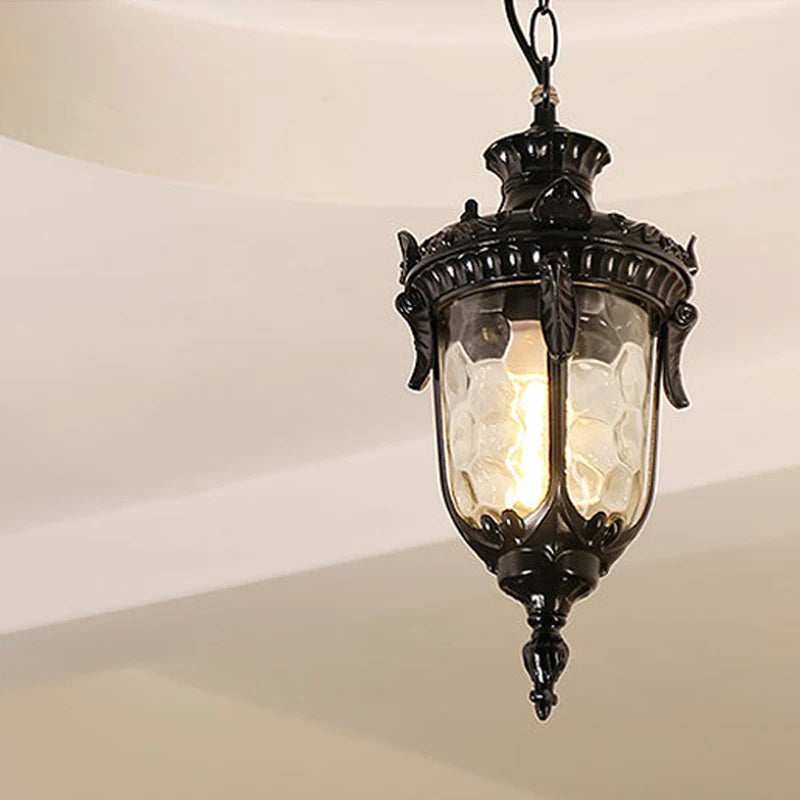 lampe suspendue pendentif bronze noir verre translucide classique baroque e27 chambre salon hall