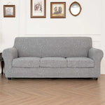 housse canapé gris clair motif floral moderne boutons élégants coussin inclusversible machine