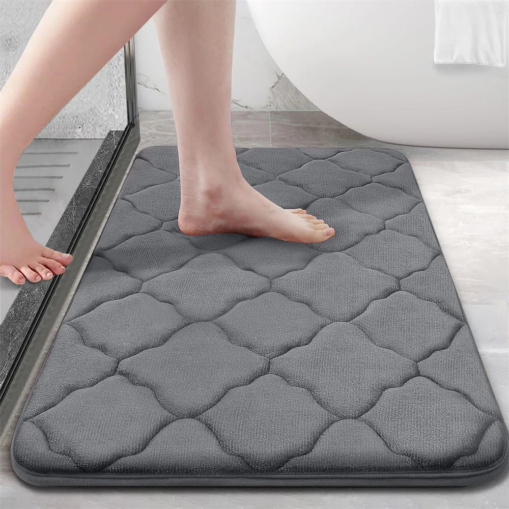 tapis bain noir quilté velours antidérapant absorbant eau moderne salle bain