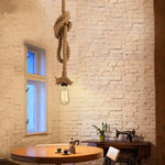 lampe suspendue industrielle corde tressée marron clair salon restaurant chambre principal