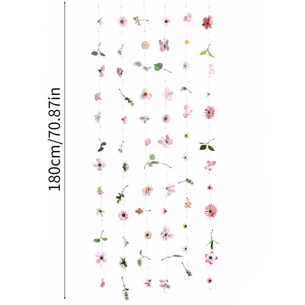 guirlande fleurs artificielles roses feuilles vertes decoration maison mariage anniversaire baby shower