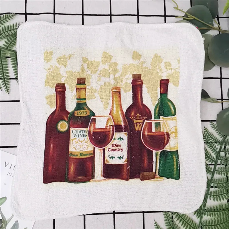 serviettes cuisine coton florales vintage blanc vert rouge jaune bleu noir absorbantes 20x20cm