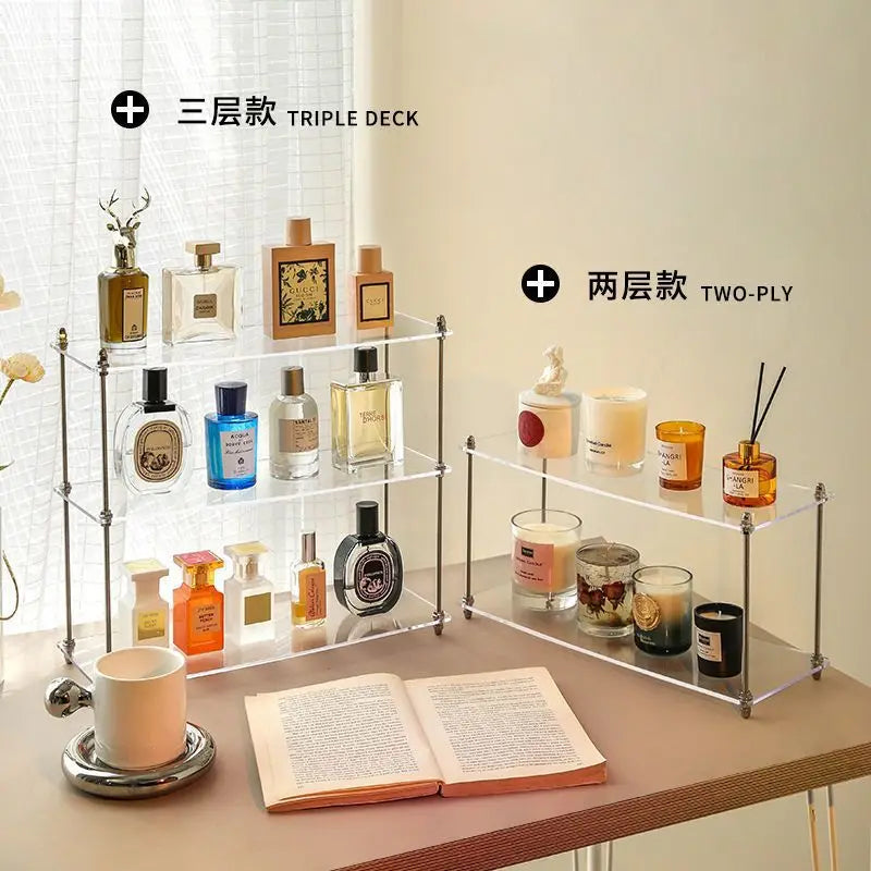présentoirs acrylique multi niveaux rangement parfums bougies diffuséros minimaliste moderne