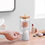 boîtes rangement transparentes couvercle bois boîte coton tige lingettes cosmétiques multifonctionnelle rechargeable moderne minimaliste