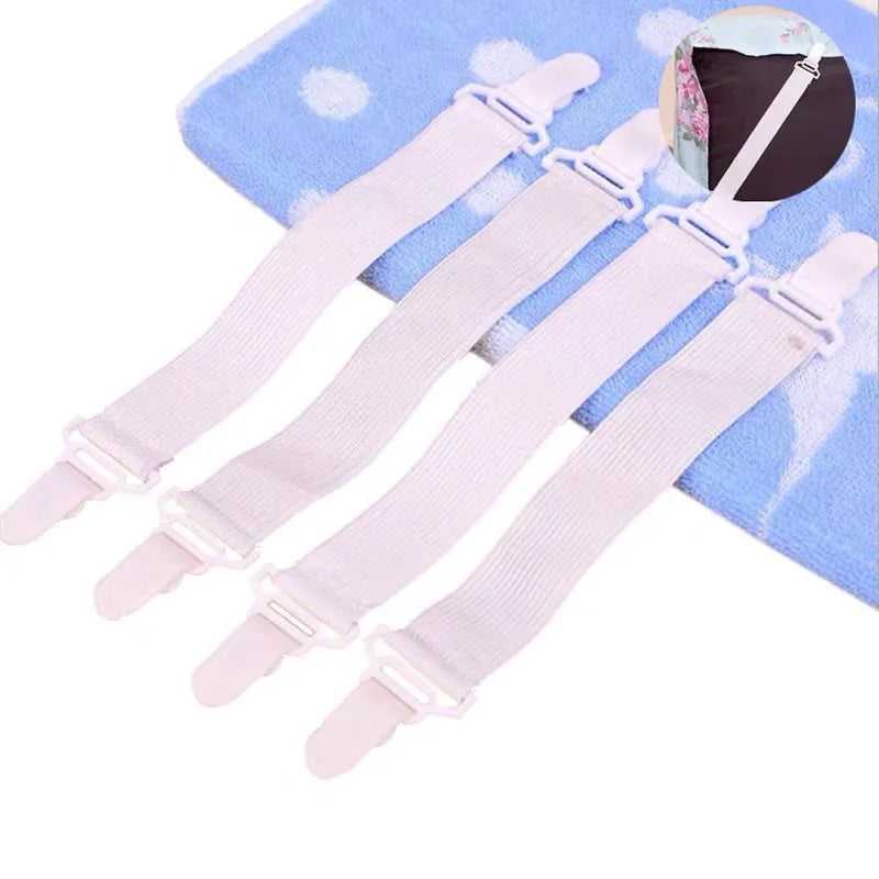 attaches drap lit blanc rayures horizontales clips polyester coton simple ménage pièces