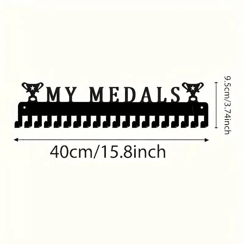 support mural médailles lettres my medals symboles trophées vis noir blanc moderne