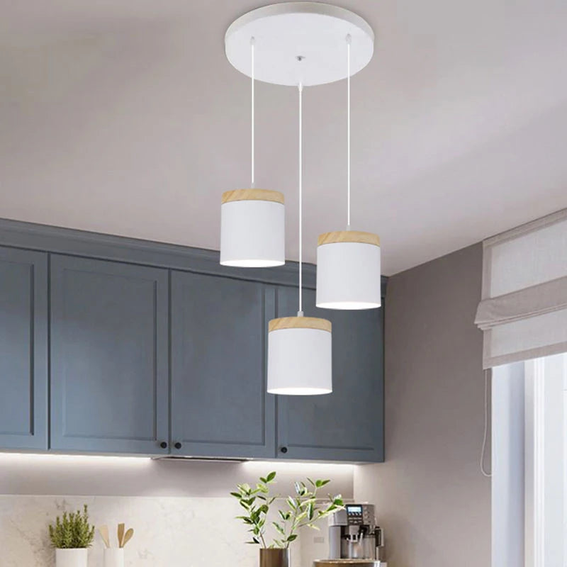 suspension lumineuse moderne minimaliste noir gris blanc matériaux aluminium éclairage led pendentif restaurant cuisine