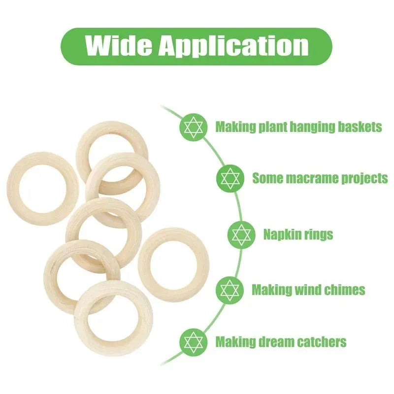 anneaux bois naturel lisses 30mm minimaliste rustiques créations artisanales bijoux diy decorationintérieur