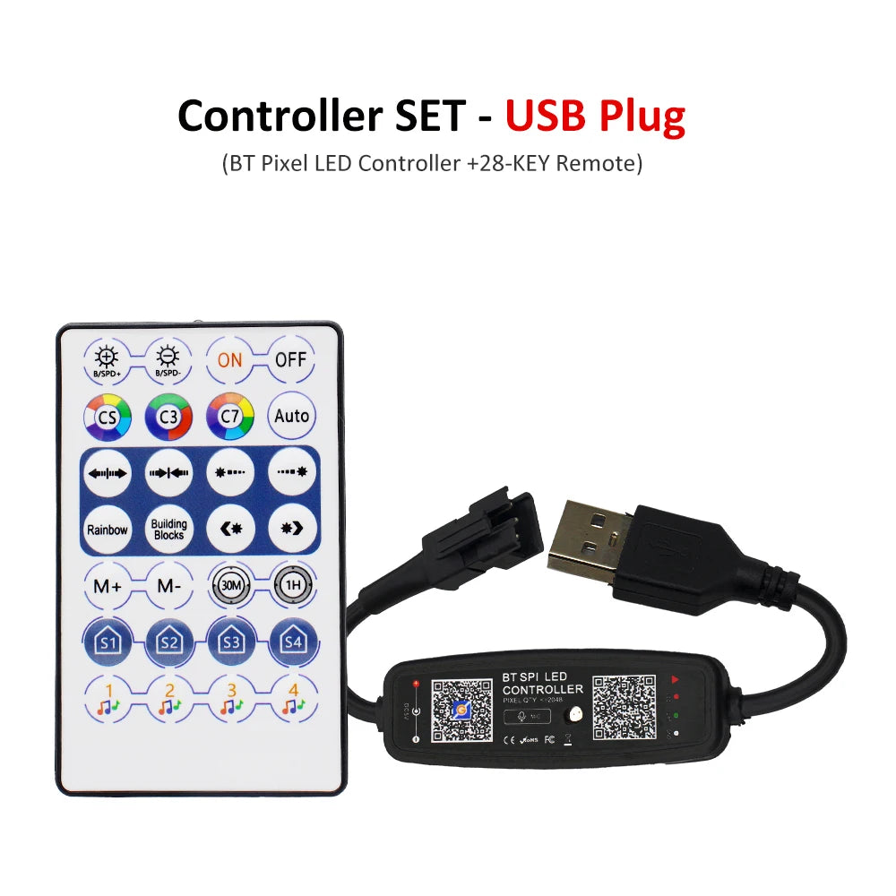 contrôleur bande led bluetooth ws2812 rgb 30w 5v 24v dc modernes noires lumineuses