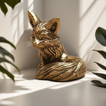 statue renard or décorative métal texturé animalier moderne décoration intérieur doré