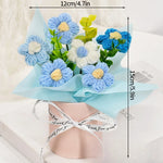 Bouquet fleurs artificielles crochetées orange bleu rose violet blanc moderne