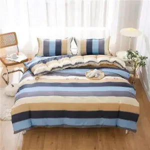 ensemble literie moderne noir blanc motif géométrique housse couette oreillers polyester