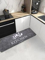 tapis non slip cuisine motif couverts gris moderne 40x120cm doux