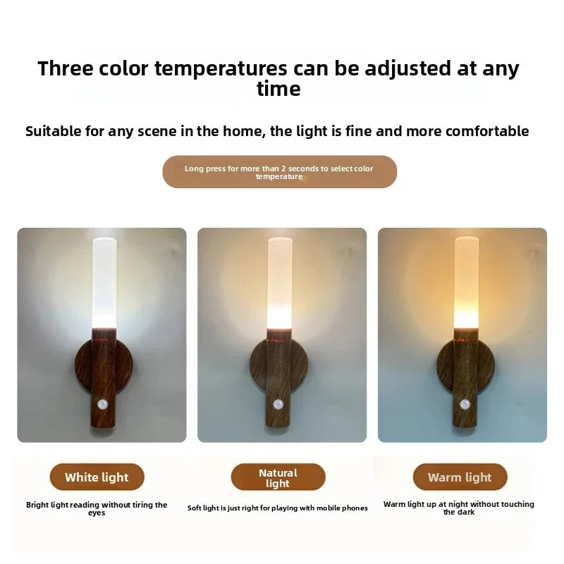 lampe murale led blanc bois moderne interrupteur tactile
