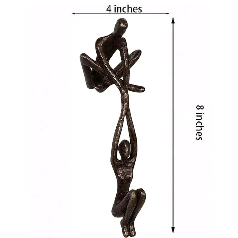 sculpture abstraite moderne deux figures humaines marron foncé pouces large pouces haute éléments decoratifsCALENDRIERplanteVERTEcadrePHOTOARGENTé