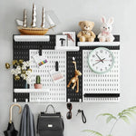 panneau rangement mural blanc perforé moderne boîtes crochets adhésifs multifonctionnels chambre cuisine