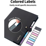 classeur compartiments gris bleu clair pochettes onglets texture micro perforée moderne fonctionnel snap closure