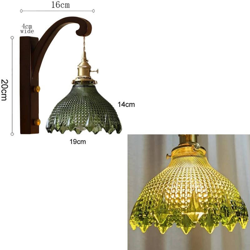 lampe murale bois feuilles verte vintage éclairage lecture étude décoration maison fixations