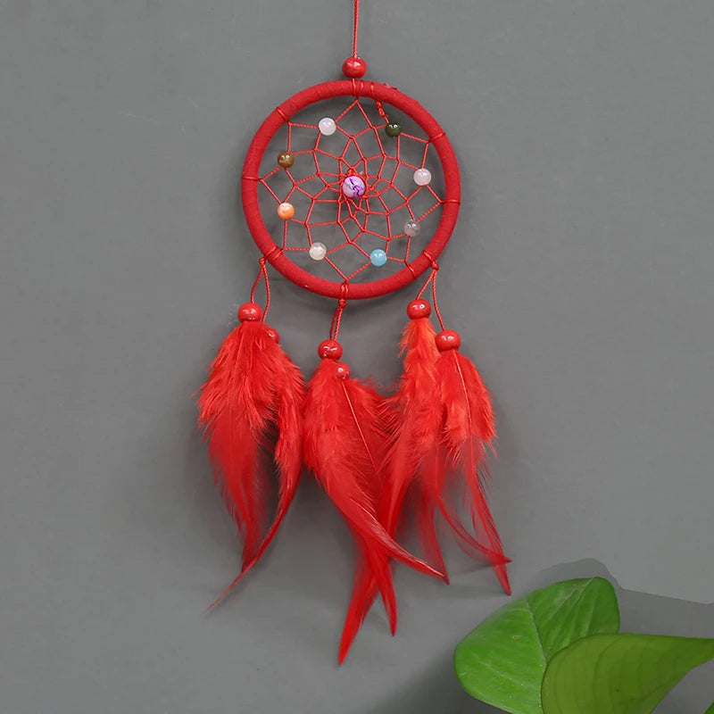 décoration murale attrape rêves noir plumes filigrane pierre semi précieuse boho ethnique chambre coucher