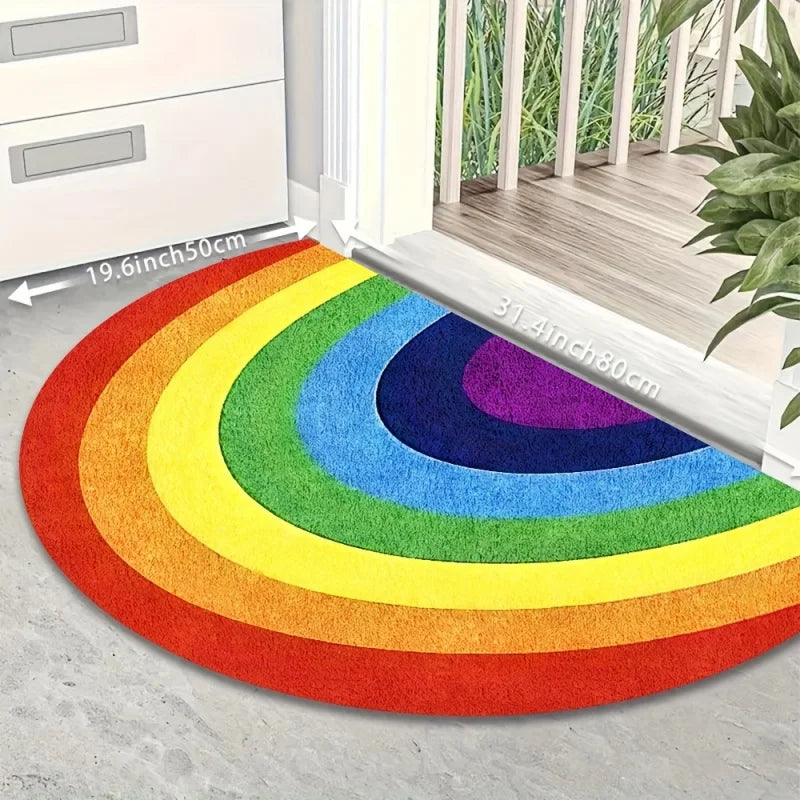 tapis arc ciel moderne polypropylène antidérapant extérieur intérieur 60x90cm rouge orange jaune vert bleu