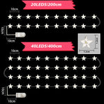 guirlande lumineuse étoiles blanc chaud 20leds 40leds moderne autoalimentée noel mariage festif chambre coucher