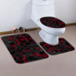 rideau douche géométrique moderne noir rouge tapis bain couvercle toilette 12 crochets
