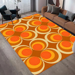 tapis moderne orange marron cercles géométriques rétro salon chambre 80x120cm