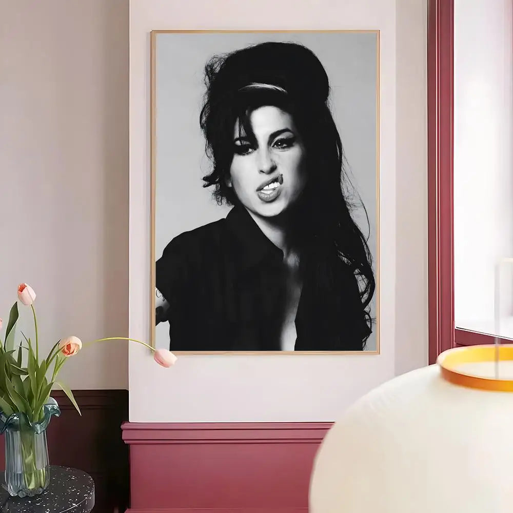 affiches aamy winehouse noir blanc cadres muraux decoration classique facile chambre college moderne pvc