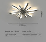 plafonnier moderne or noir feuilles stylisées led télécommande flux lumineux 2000 82000 tension 110