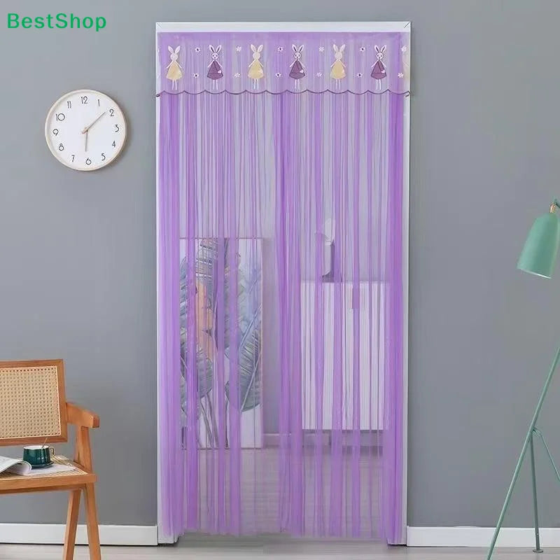 rideau porte autoagrippant violet bleu clair motif personnages transparent moderne
