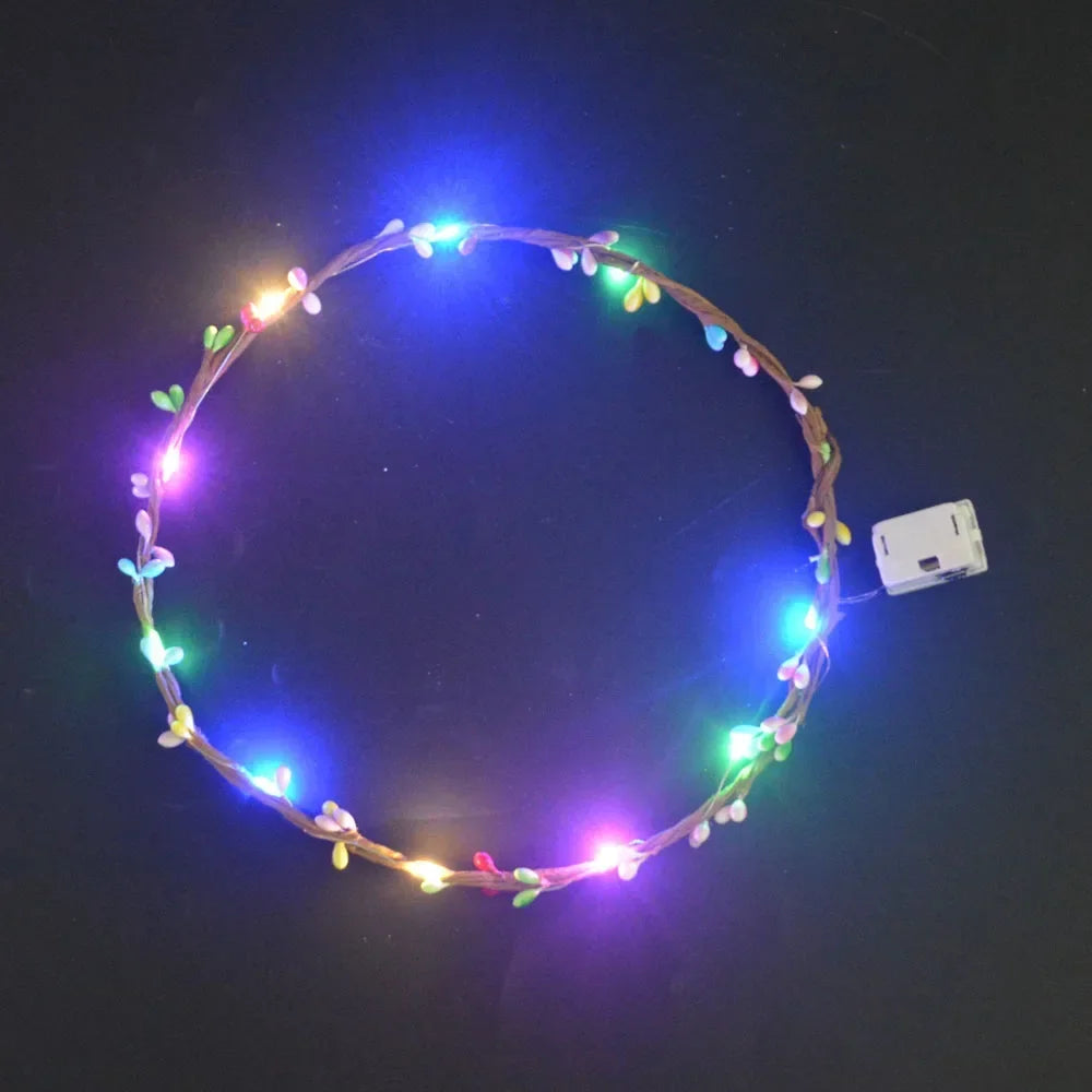 couronne cheveux led multicolore bohème festivités anniversaire mariage noël baptême