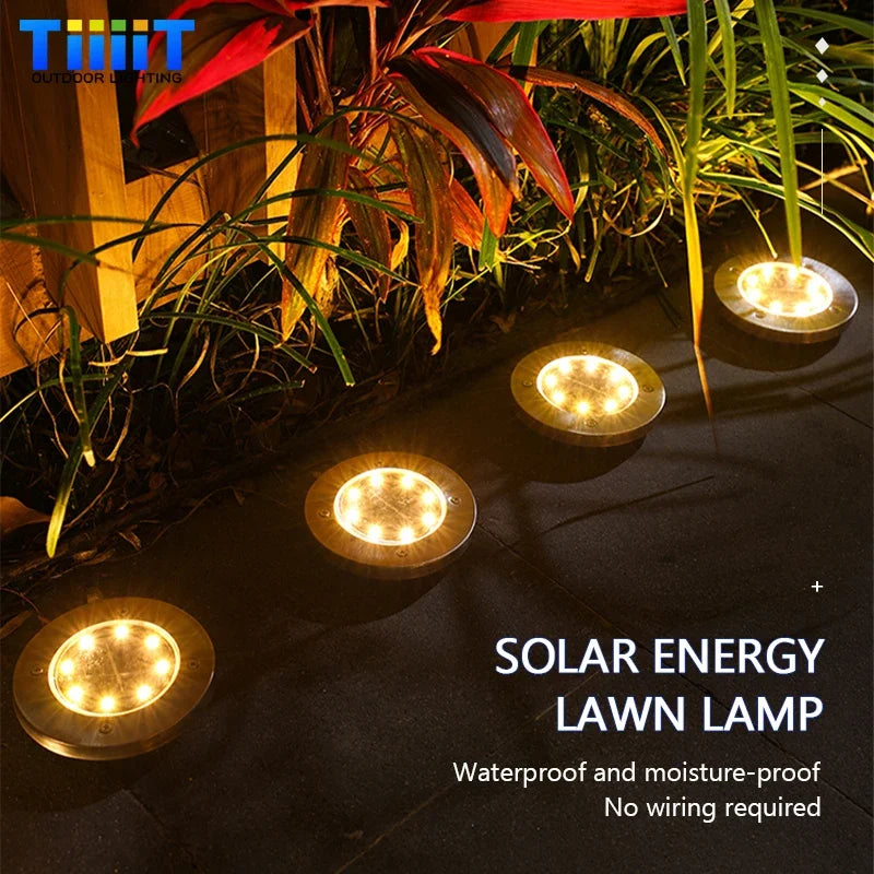 lampe solaire pelouse 12 led argentée moderne oeilletsextérieur ip65 abs