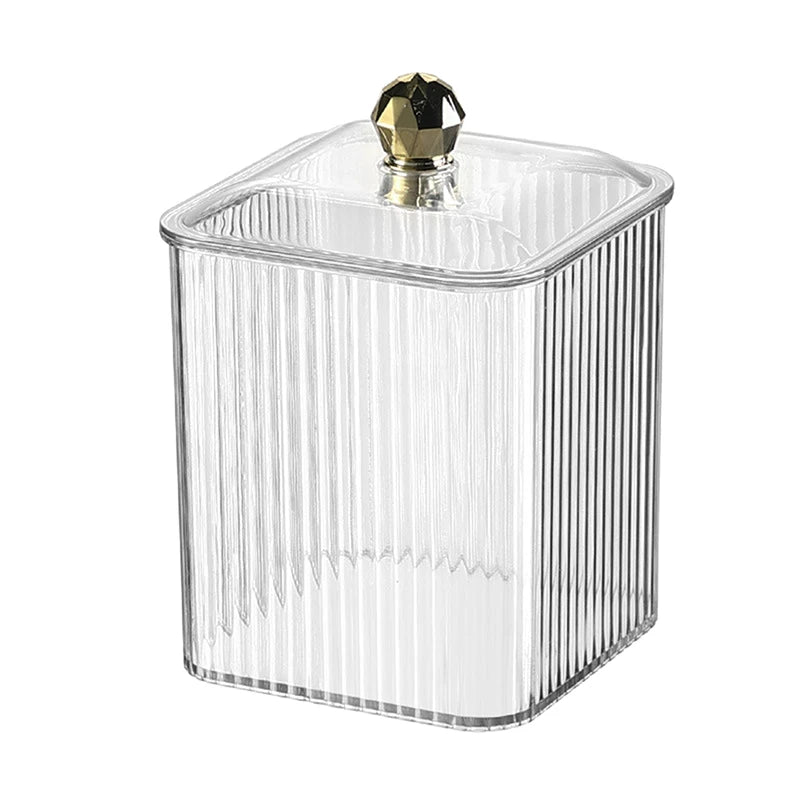 boîtes rangement transparentes rayures dorées moderne élastiques pinces rubans adhésifs poignées dorées