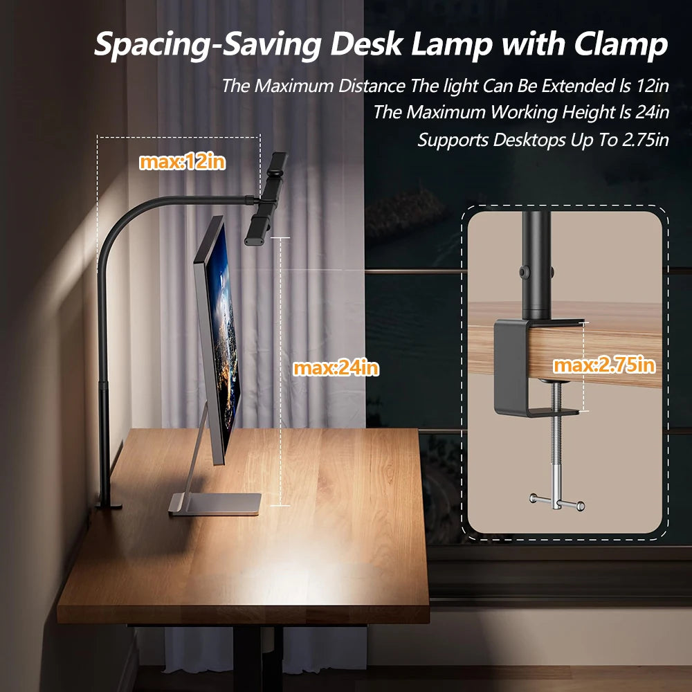 lampe led têtes couleurs 10 niveaux réglage télécommande moderne noire pince métalliqueflux lumineuxvariable