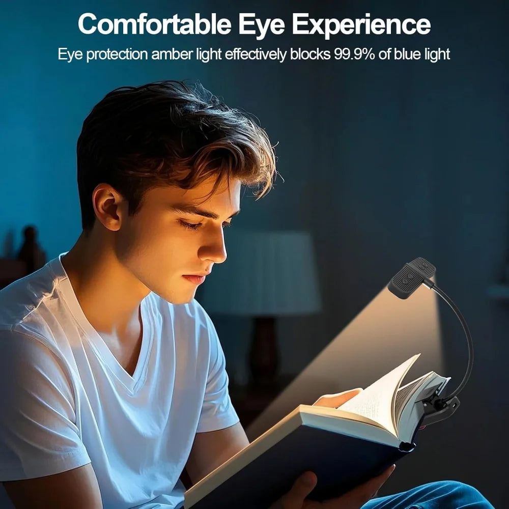 lampe lecture rechargeable led noir minimaliste gradation luminosité clip fixe modernisée