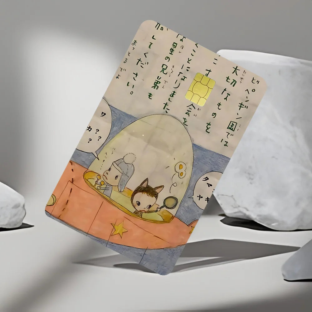 cartes crédit personnalisées dessins animaux illustration cartoon animaux fleurs maison