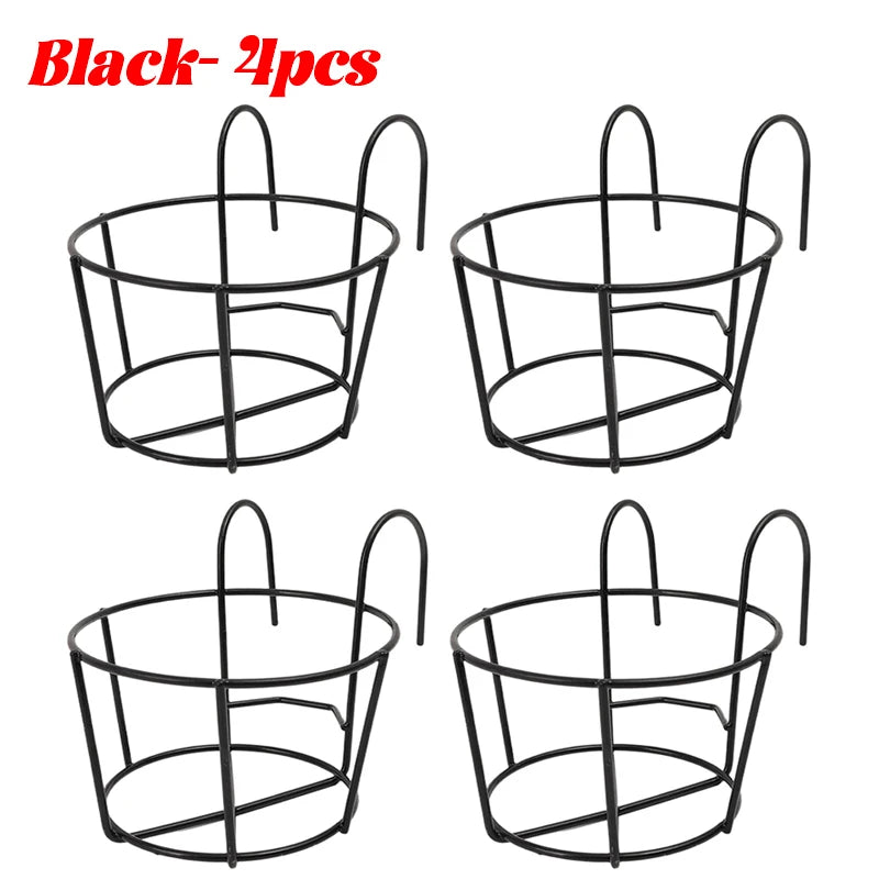 supports fleurs suspendus métal noir blanc moderne double crochet balcon clôture