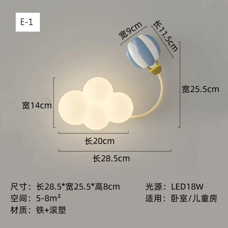 appliques murales decoratives lumiere led nuages animaux blanc moderne chambre enfants