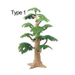 plantes artificielles réalistes feuilles larges troncs texturés base terreuse opacité vert brun jardin miniature