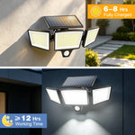 lampe solaire extérieure détecteur mouvement ip65 208 led contemporaine noire autoinstallation