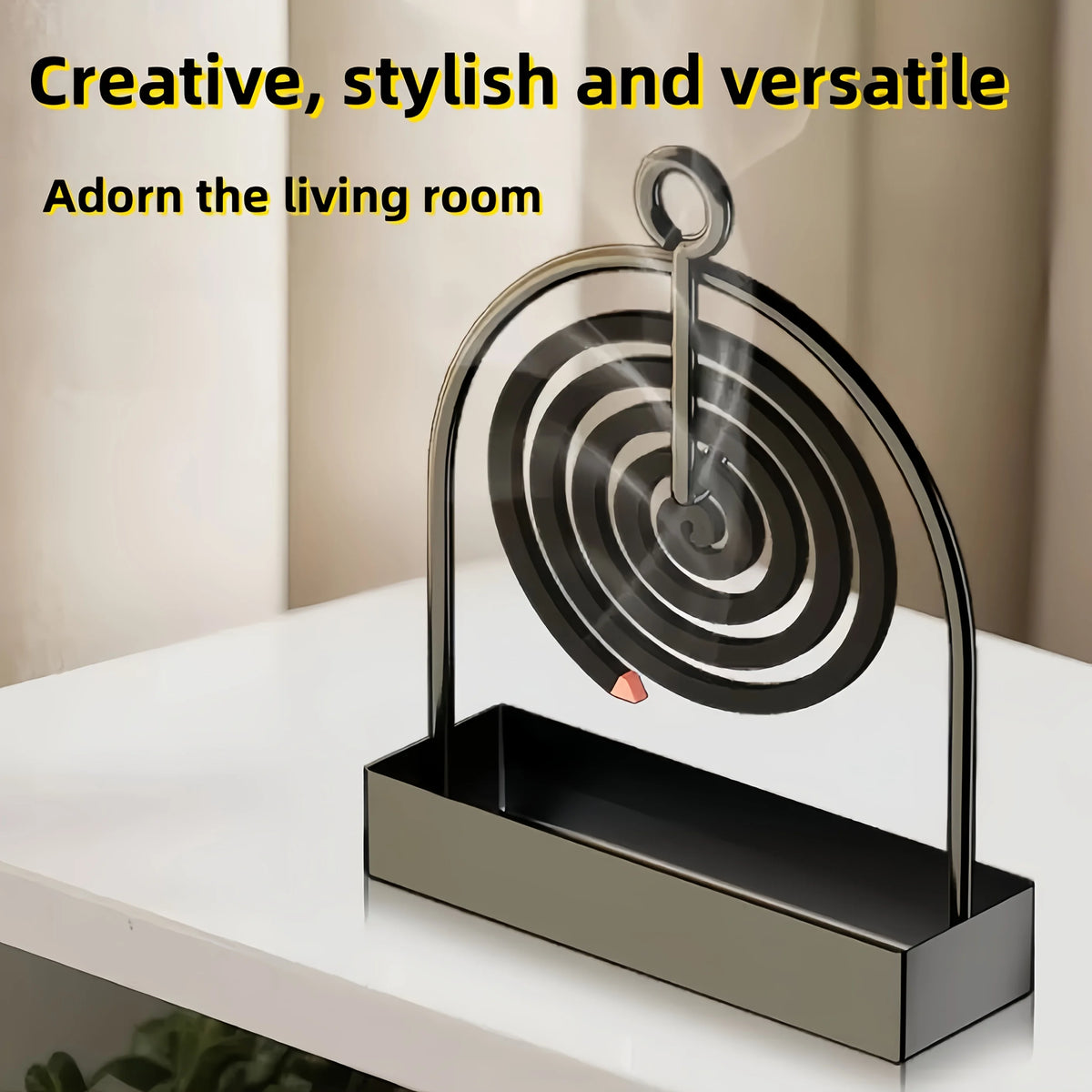 porte spirale anti moustique moderne acier carbone sans électricité noir argenté minimalistesign deco salon